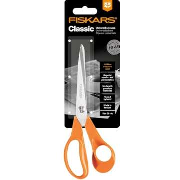 Fiskars General Purpose Scissors, Total Length: 21 cm, Quality Steel/Synthetic Material, Classic,