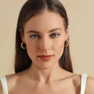 ALIWOLF Gold Hoop Earrings Set 14k Real Gold Plated Huggie Earrings Hypoallergenic Chunky Twisted Thick Jewelry for Multiple Piercing Christmas Gift for Women (Gold Hoop 061)