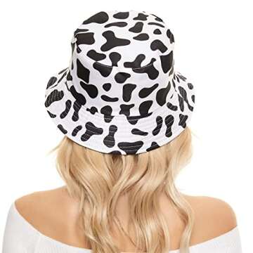 Durio Cow Print Bucket Hat Bucket Hat for Women Teens Travel Summer Womens Bucket Hats Packable Beach Sun Hat C Cow Print