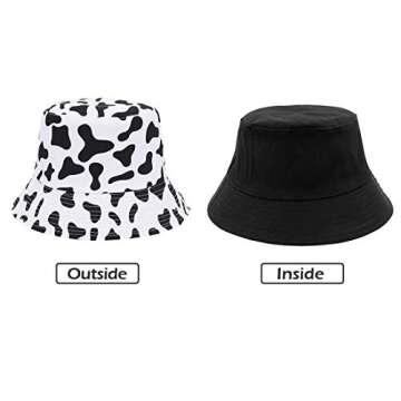 Durio Cow Print Bucket Hat Bucket Hat for Women Teens Travel Summer Womens Bucket Hats Packable Beach Sun Hat C Cow Print