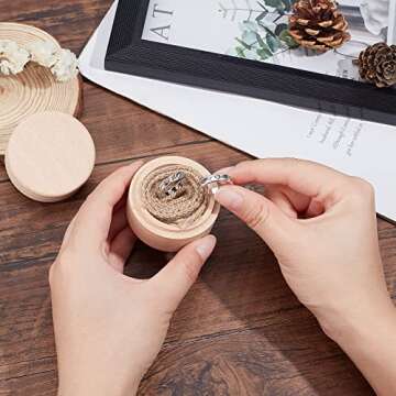 PH PandaHall Wooden Ring Box Holder for Wedding and Engagement