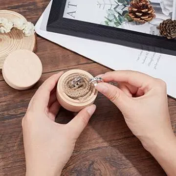 PH PandaHall Wooden Ring Box Holder for Wedding and Engagement