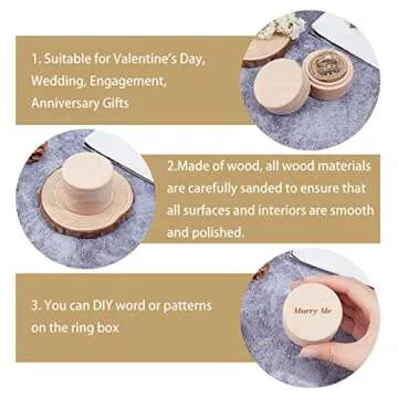 PH PandaHall Wooden Ring Box Holder for Wedding and Engagement