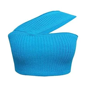 Knitted Bandage Halter Tops Women Backless Sexy Solid Crop Tanks Top Y2K 2022 Summer Fashion Cami Party Clubwear (Blue, Medium)