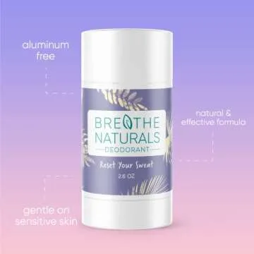 Breathe Naturals | Natural Deodorant for Women, Men and Kids, 24 Hour Odor Protection, Aluminum Free...