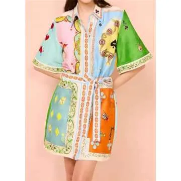 Stylish Qikaka Women’s Button Printed Bodycon Dress