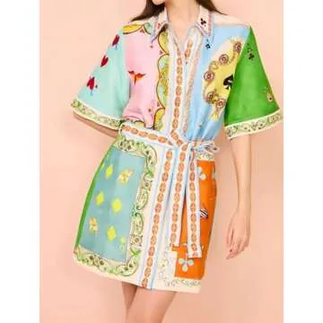 Stylish Qikaka Women’s Button Printed Bodycon Dress