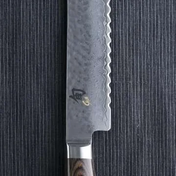 Shun Premier 9" Bread Knife, Handcrafted Japanese Serrated Knife, VG-MAX Core with Damascus Stainless Steel Cladding, Pakkawood Handle, Slicing Tool for Professional and Home Chefs