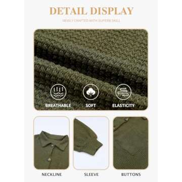 Eytino Plus Size Tops for Women Casual Long Sleeve Button Up Blouses Fashion Trendy Waffle Knit Shacket Jacket,1X Green