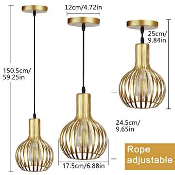 DLLT Gold Pendant Ceiling Light Fixture - Stylish & Adjustable