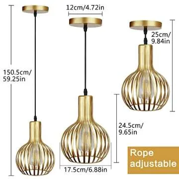 DLLT Gold Pendant Ceiling Light Fixture - Stylish & Adjustable