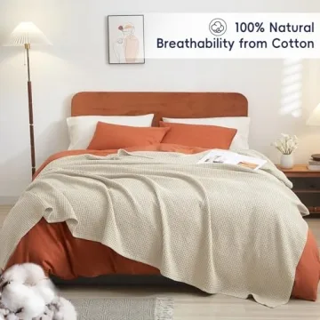 PHF Waffle Weave Blanket - King Size 100% Cotton Comfort