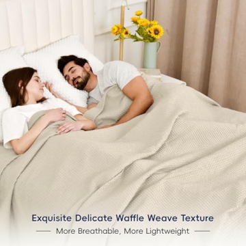 PHF Waffle Weave Blanket - King Size 100% Cotton Comfort