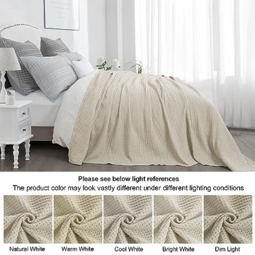PHF Waffle Weave Blanket - King Size 100% Cotton Comfort
