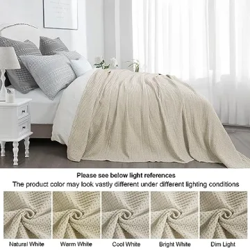 PHF Waffle Weave Blanket - King Size 100% Cotton Comfort