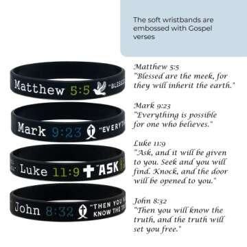 Ezekiel Gift Co. New Testament Bible Bracelets with Scripture Verses from the Four Gospels Silicone ...