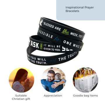 Ezekiel Gift Co. New Testament Bible Bracelets with Scripture Verses from the Four Gospels Silicone Rubber Wrist Bands Religious Christian Gifts
