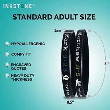 Ezekiel Gift Co. New Testament Bible Bracelets with Scripture Verses from the Four Gospels Silicone Rubber Wrist Bands Religious Christian Gifts