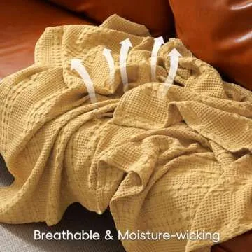PHF Cotton Waffle Weave Throw Blanket - Cozy Luxury for Home