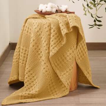 PHF Cotton Waffle Weave Throw Blanket - Cozy Luxury for Home