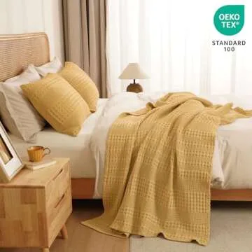 PHF Cotton Waffle Weave Throw Blanket - Cozy Luxury for Home