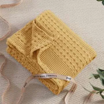 PHF Cotton Waffle Weave Throw Blanket - Cozy Luxury for Home