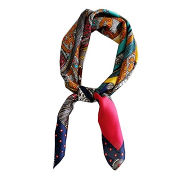 FONYVE Silk Feeling Scarf Medium Square Satin Head Wrap for Women 27.5 inches