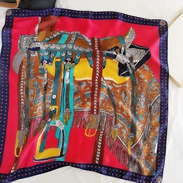 FONYVE Silk Feeling Scarf Medium Square Satin Head Wrap for Women 27.5 inches