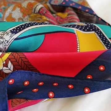 FONYVE Silk Feeling Scarf Medium Square Satin Head Wrap for Women 27.5 inches