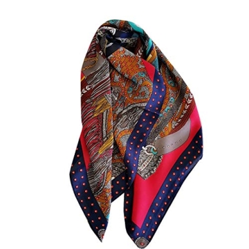 FONYVE Silk Feeling Scarf Medium Square Satin Head Wrap for Women 27.5 inches