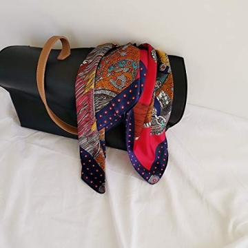 FONYVE Silk Feeling Scarf Medium Square Satin Head Wrap for Women 27.5 inches