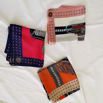 FONYVE Silk Feeling Scarf Medium Square Satin Head Wrap for Women 27.5 inches