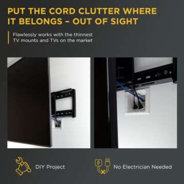 DATA COMM Electronics In-Wall Cable Management Kit: Advanced TV Cable Hider Wall Kit-Complete Low Vo...