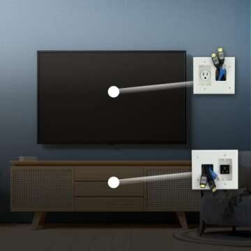 DATA COMM Electronics In-Wall Cable Management Kit: Advanced TV Cable Hider Wall Kit-Complete Low Voltage Cord Hider For Sleek Wall-Mounted TV Setup - DIY Cable Organizer, Kit Single Power Solution