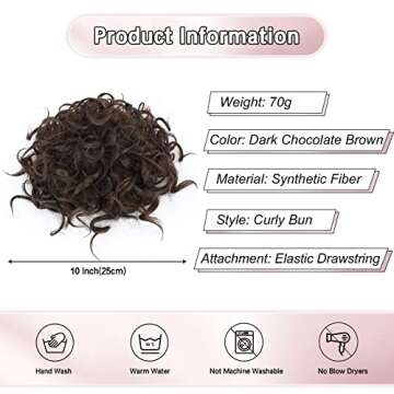 Lommel Messy Bun Hair piece for Women, Elastic Drawstring Loose Wave Curly Scrunchies Ponytail Extension, Synthetic Hair Extensions Hair Bun for Women Daily Use(Dark Chocolate Brown)