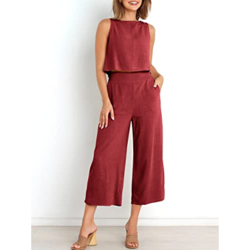 Trendy Women’s 2 Piece Linen Outfit for Summer Events