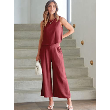 Trendy Women’s 2 Piece Linen Outfit for Summer Events