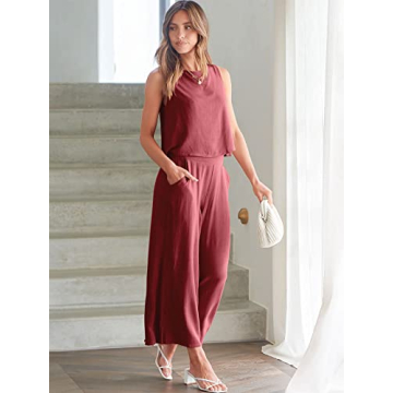 Trendy Women’s 2 Piece Linen Outfit for Summer Events