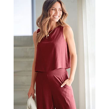 Trendy Women’s 2 Piece Linen Outfit for Summer Events