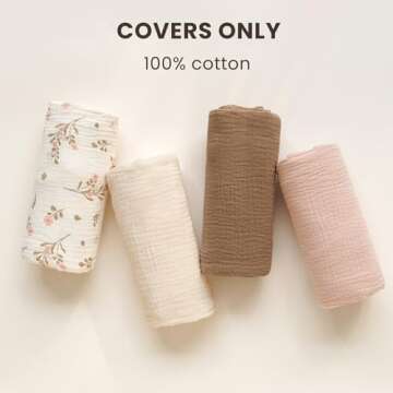 Konssy Muslin Baby Lounger Cover 2 Pack, 100% Cotton Newborn Lounger Cover, Soft and Breathable Loun...