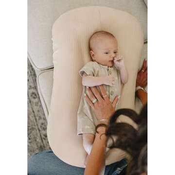 Konssy Muslin Baby Lounger Cover 2 Pack, 100% Cotton Newborn Lounger Cover, Soft and Breathable Lounger Slipcover for Boys Girls, Covers Only (Brown,Wheat)