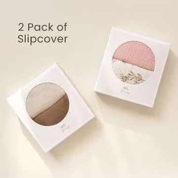 Konssy Muslin Baby Lounger Cover 2 Pack, 100% Cotton Newborn Lounger Cover, Soft and Breathable Lounger Slipcover for Boys Girls, Covers Only (Brown,Wheat)