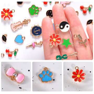 100PCs Bulk Enamel Charms for Jewelry Making, Colorful Metal Charms Pendant for Bracelet Necklace and Crafting (MixedStyle Color)