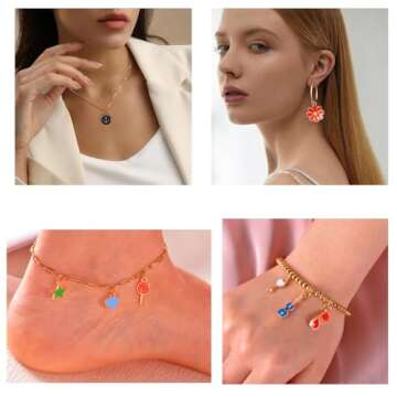 100PCs Bulk Enamel Charms for Jewelry Making, Colorful Metal Charms Pendant for Bracelet Necklace and Crafting (MixedStyle Color)