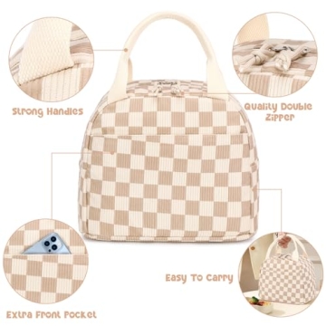 Bluboon Insulated Corduroy Lunch Bag for Everyone