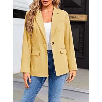 Cnkwei Women's Blazer for Work Casual Long Sleeve Lapel Collar Open Front Button Blazer Jackets with...