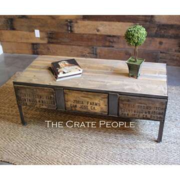 3 Zoria Crate Coffee Table with metal dividers