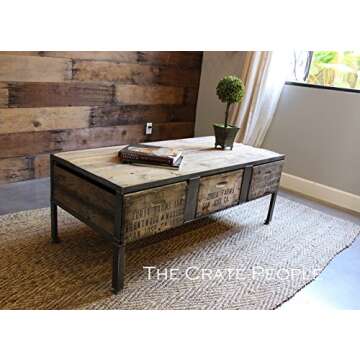 3 Zoria Crate Coffee Table with metal dividers