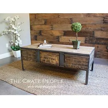 3 Zoria Crate Coffee Table with metal dividers