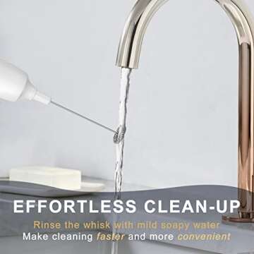 Milk Frother Handheld Frother for Coffee, Battery Operated Coffee Frother with Stainless Steel Stand, Electric Drink Mixer for Coffee, Lattes, Cappuccinno, Matcha and Hot Chocolate, White (MA002)